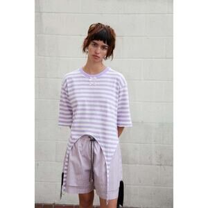 KKCO Annika Garter Tee – Striped Lilac